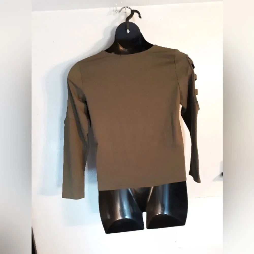 Derek Heart olive green open shoulder sweater